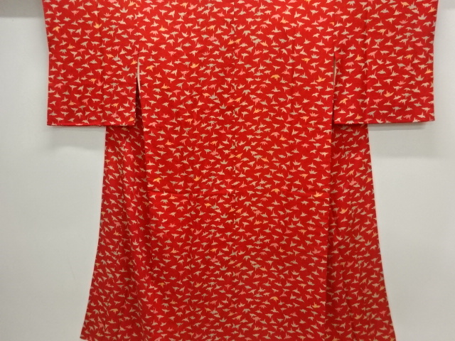 アンティーク　錦紗折鶴模様長襦袢